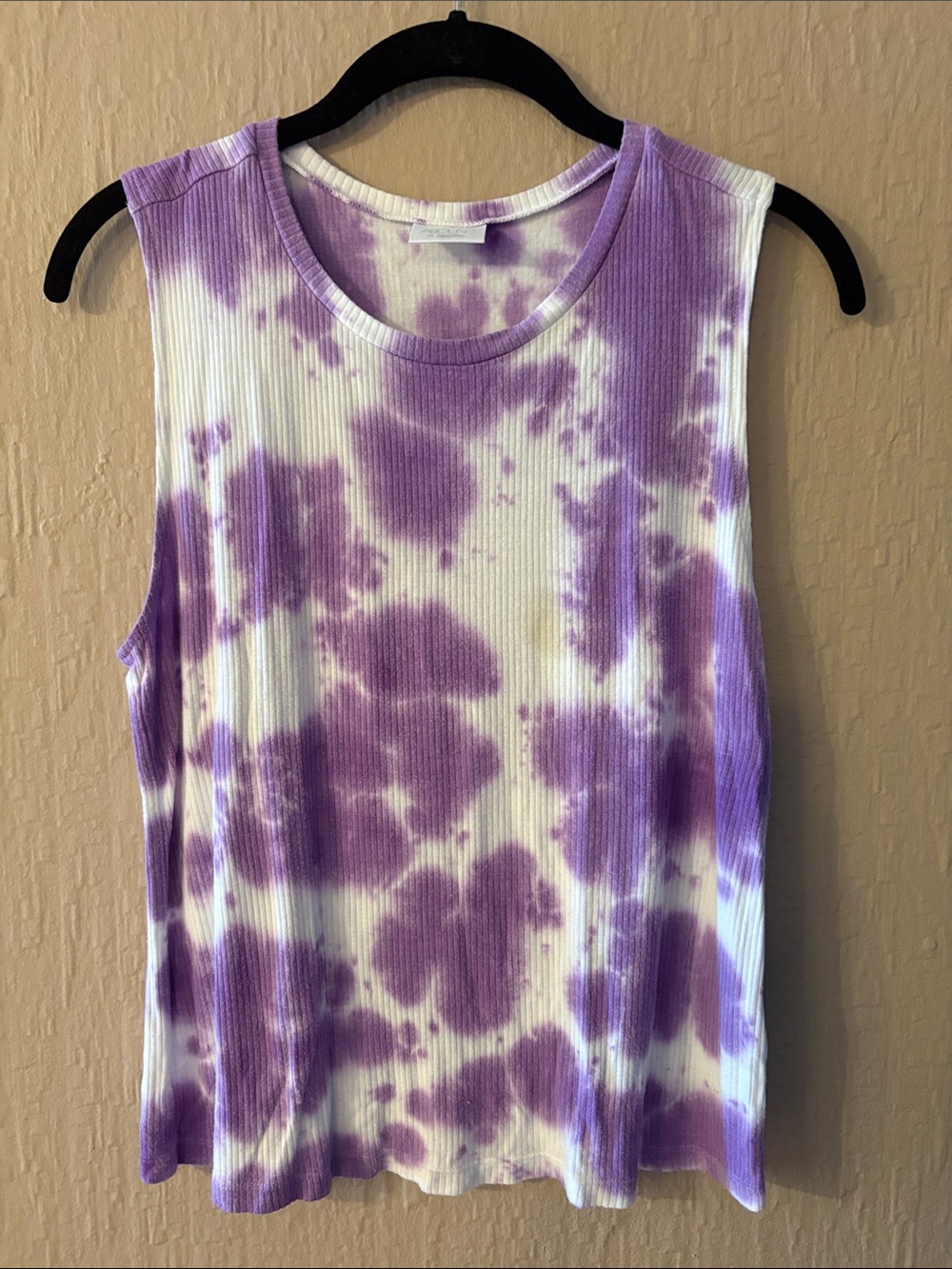 Abound Purple and White Tie-Dye Ribbed Tank XS
